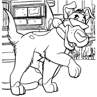 A coloring page of oliver and company